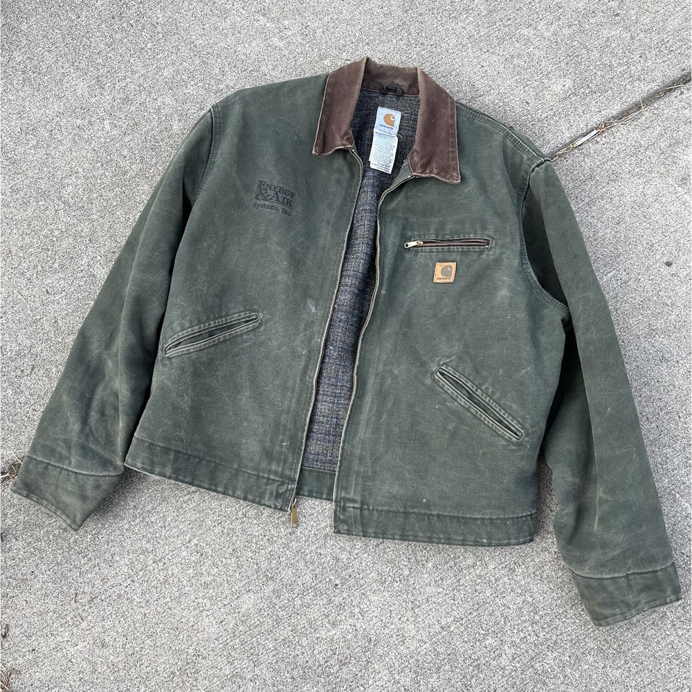 Carhartt Detroit Jacket XL J97 Moss Green Blanket Lined Workwear Vintage